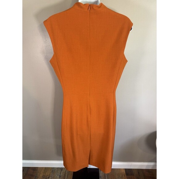 MM Lafleur Dress SZ 12 Orange Aditi 2.0 Sheath Sleeveless Midi Stretch Crepe - Picture 3 of 7